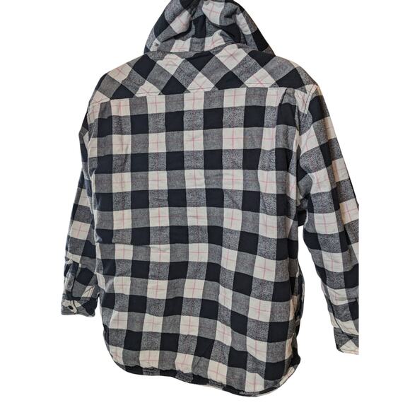 Boston Traders Flannel Jacket Shirt Womens XXL Sherpa Lined Hooded Plaid Shacket - Picture 7 of 15
